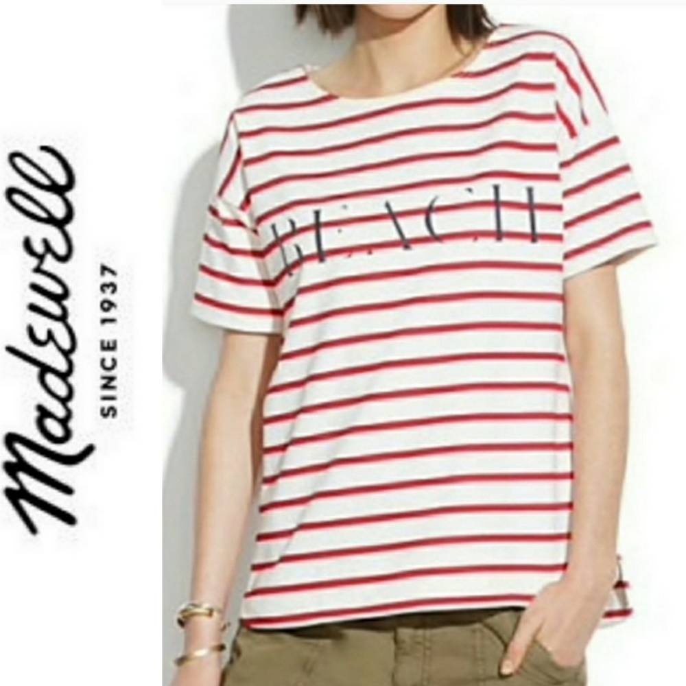 Madewell "BEACH" Striped T-Shirt EUC